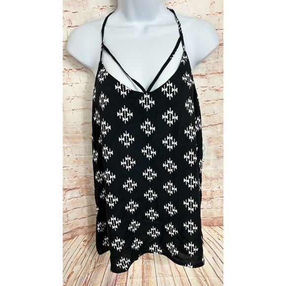 No Boundaries Black Aztec Woven Tank Top Sz XL (15-17) Strappy Loose New - Picture 3 of 8